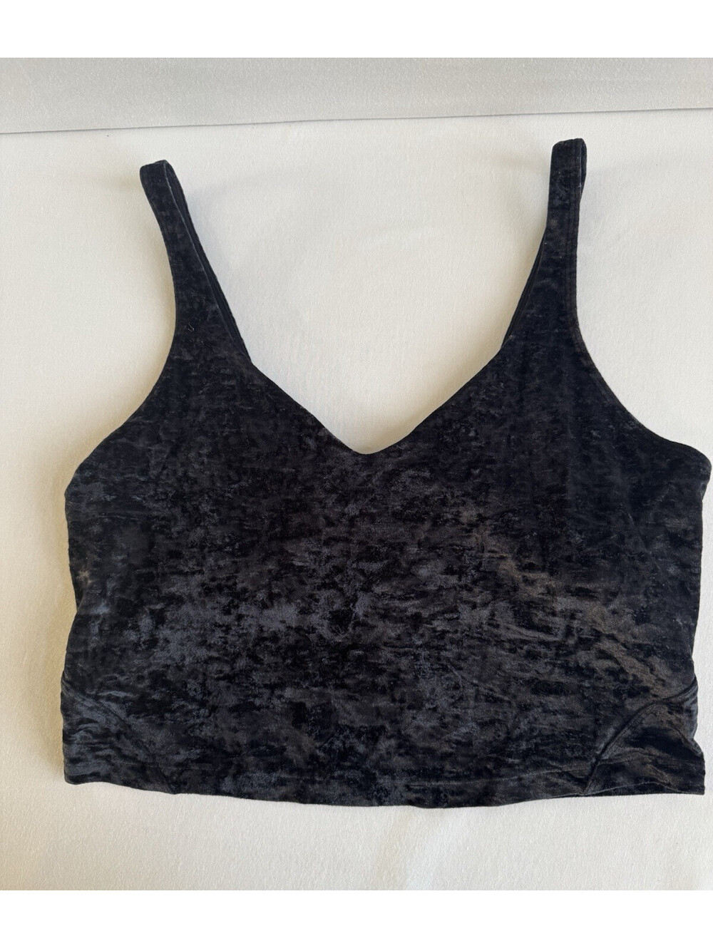 Lululemon Like Nothing Velvet Long Line Bra Black Size 12 Crushed Velvet